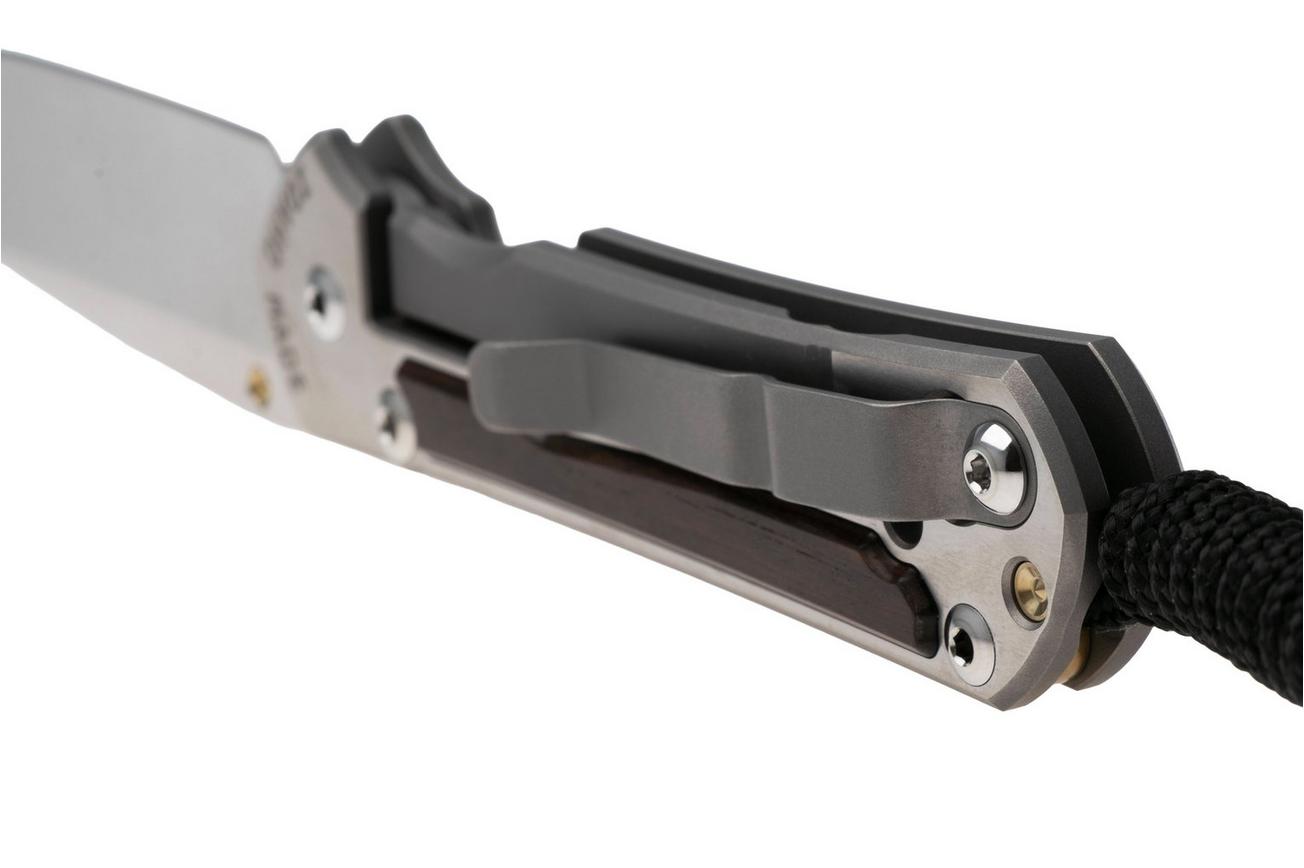 Chris Reeve Small Sebenza 31 S31-1636, Satin CPM MagnaCut, Polished Titanium, Macassar Ebony Inlay zakmes