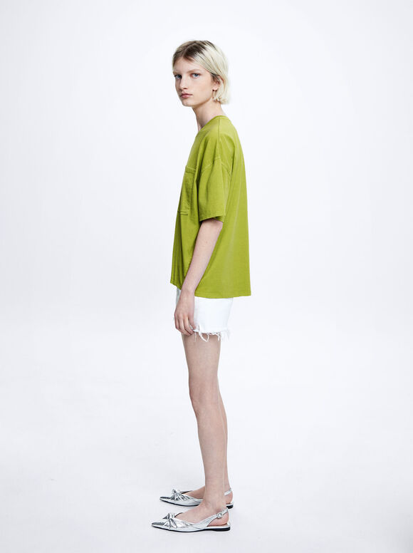 Camiseta de algodão com bolso - Verde