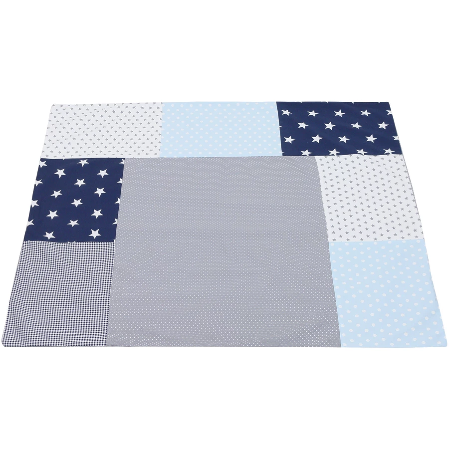 Ullenboom Patchwork Wickelauflagen-Bezug Blau Hellblau Grau 75x85 cm