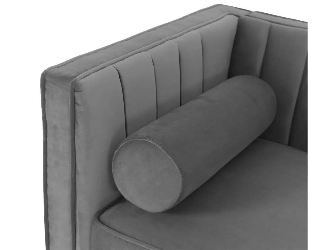 Canapé 3 places James Velours Gris pieds doré
