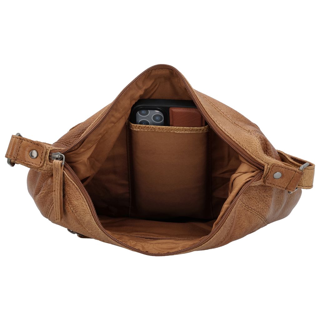 Hide & Stitches Paint Rock Schoudertas Gesp Cognac