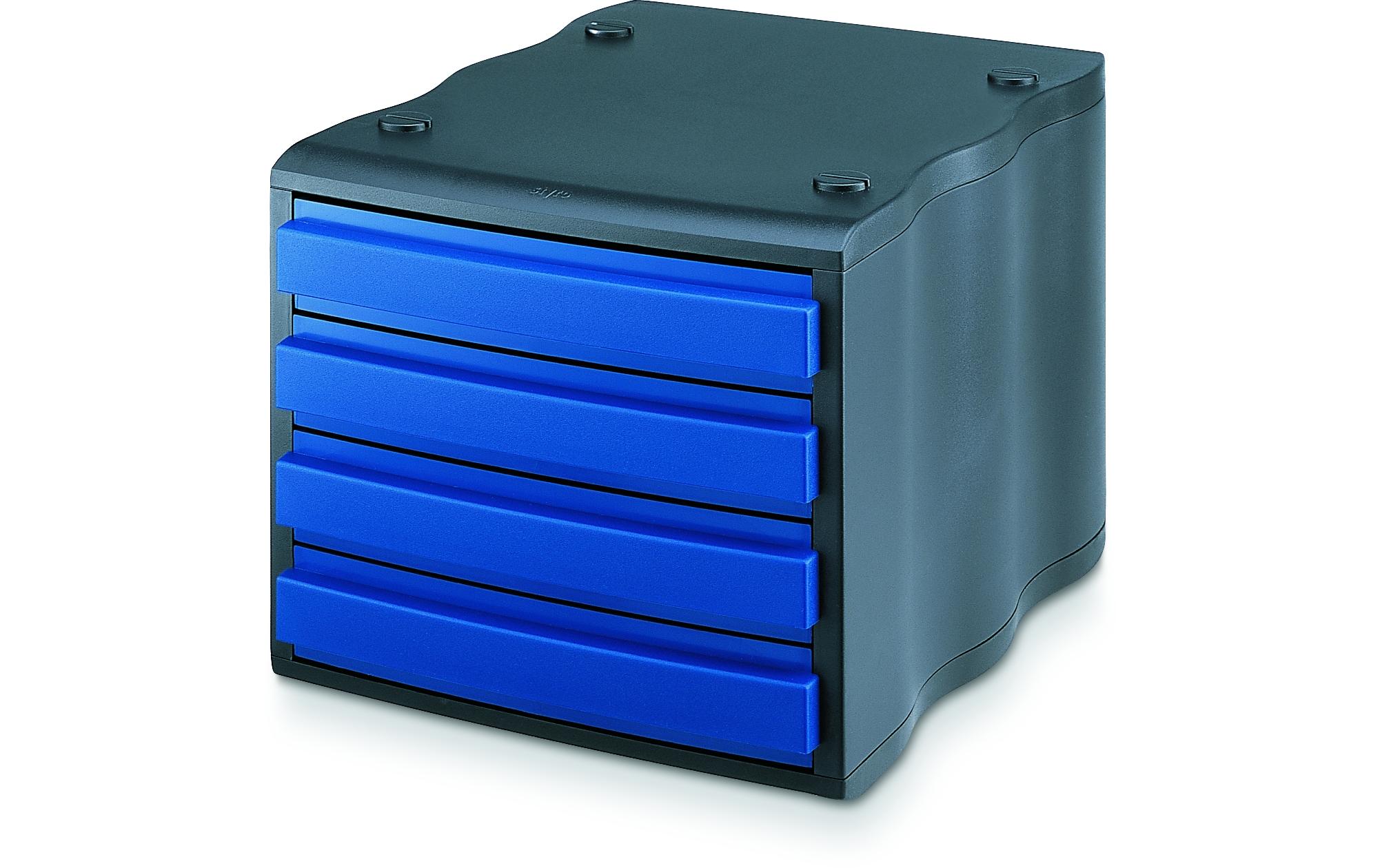Schubladenbox Styrowave 4 Schubladen, Schwarz/BlauGehäuse mit Schubladen-Elementen
