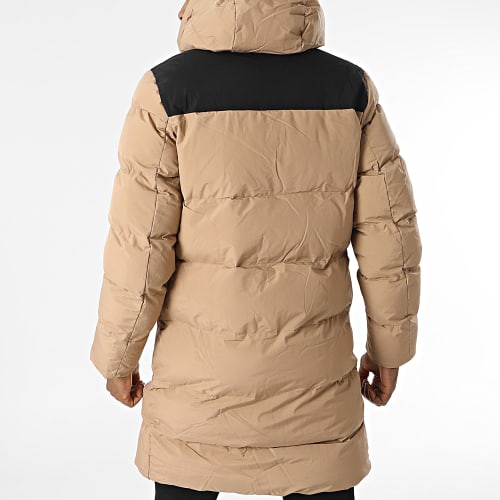 Doudoune Capuche Longue Camel Noir