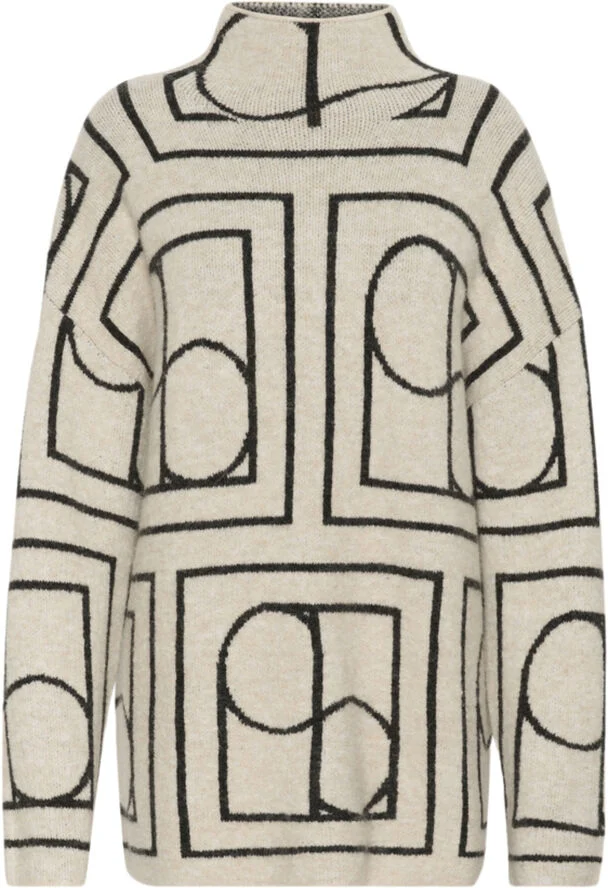 Soaked in Luxury SLHedaya Pullover Whisper white w black monogram