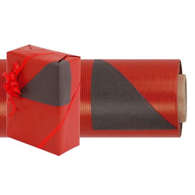 Logistipack - Papier cadeau kraft réversible - 70 cm x 50 m - 60 g/m² - rouge/taupe