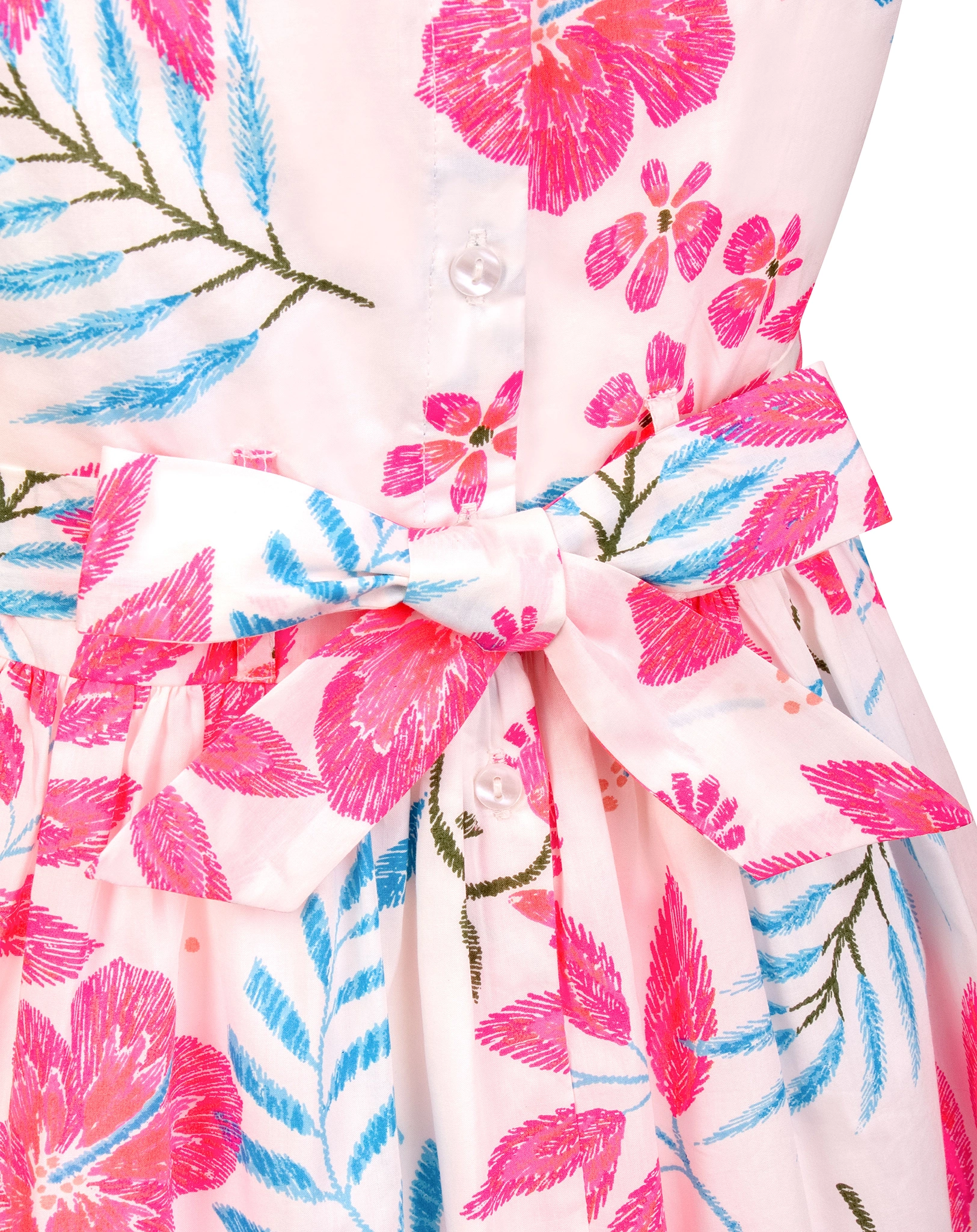 Kleid FLOWERS & LEAVES ärmellos in neon pink