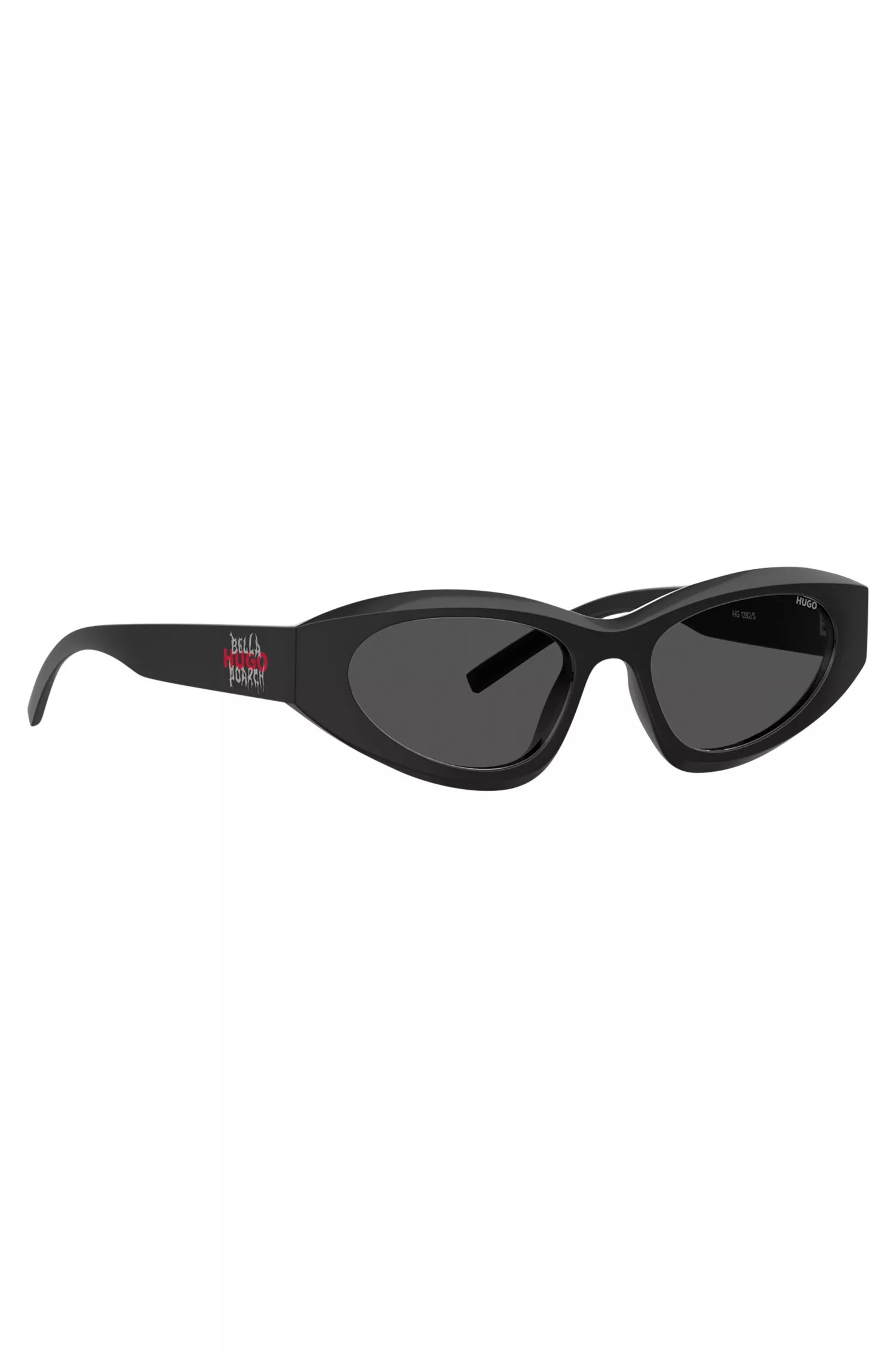 Óculos de sol HUGO Red-HUGO x Bella Poarch pretos com detalhes exclusivos da marca.