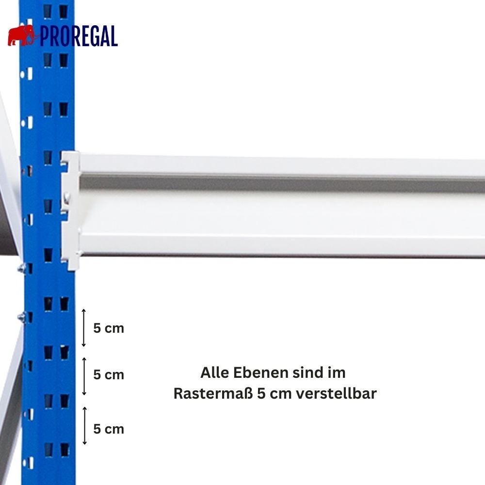 PROREGAL Breedspankast Maximus basiskast HxBxD 200 x 200 x 50 cm 3 legplanken Spaanplaat legplank draagvermogen 400 kg Lichtblauw & lichtgrijs