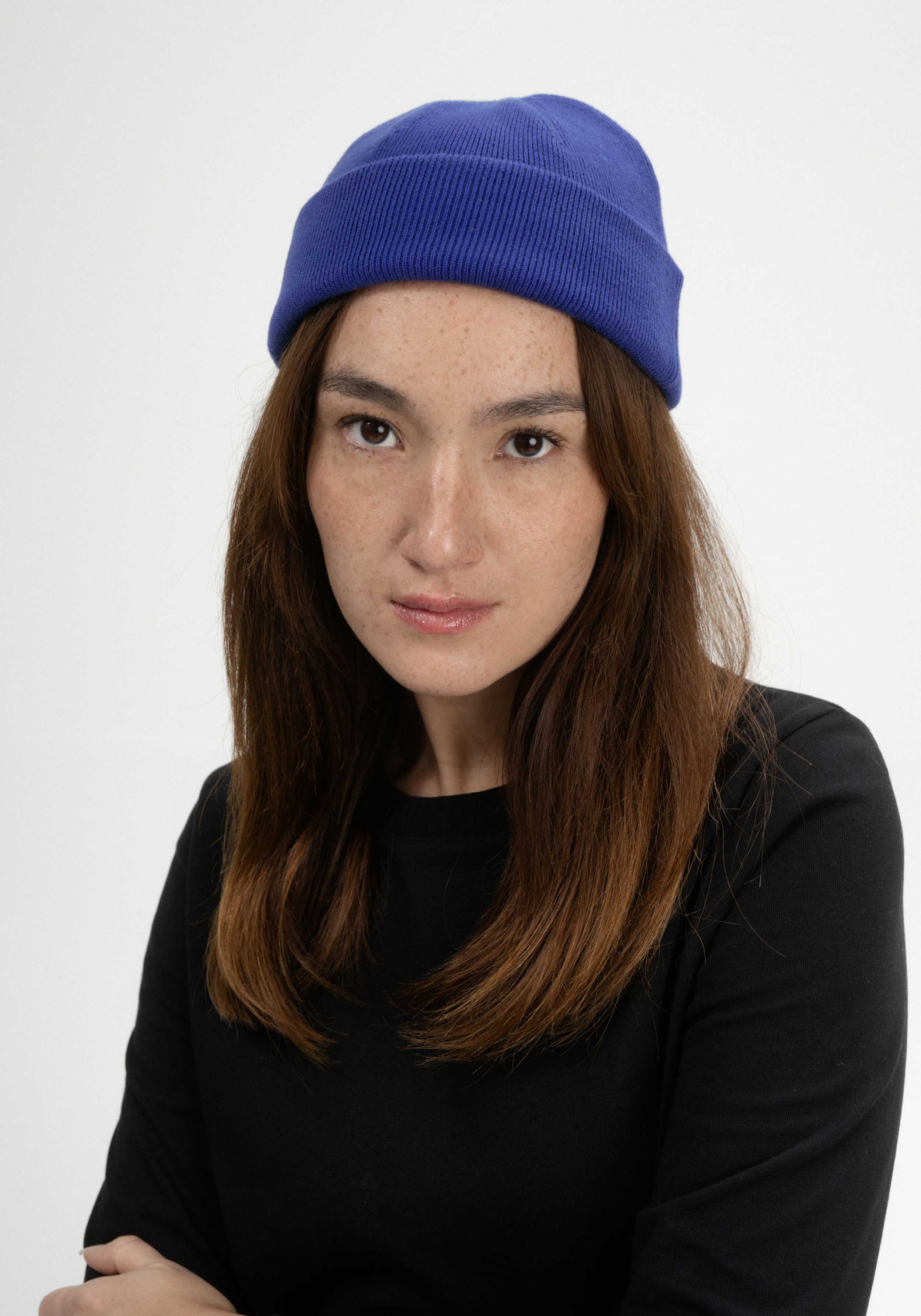 Mela Kurze Feinstrickmütze Lesh Bold Blue