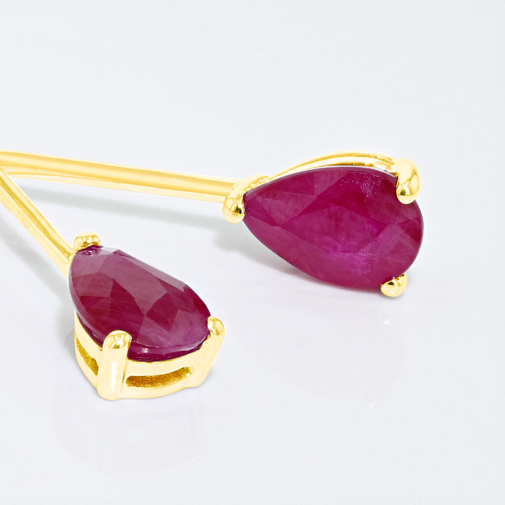 Boucles D'oreilles Pendantes Goutte Or Jaune Rubis