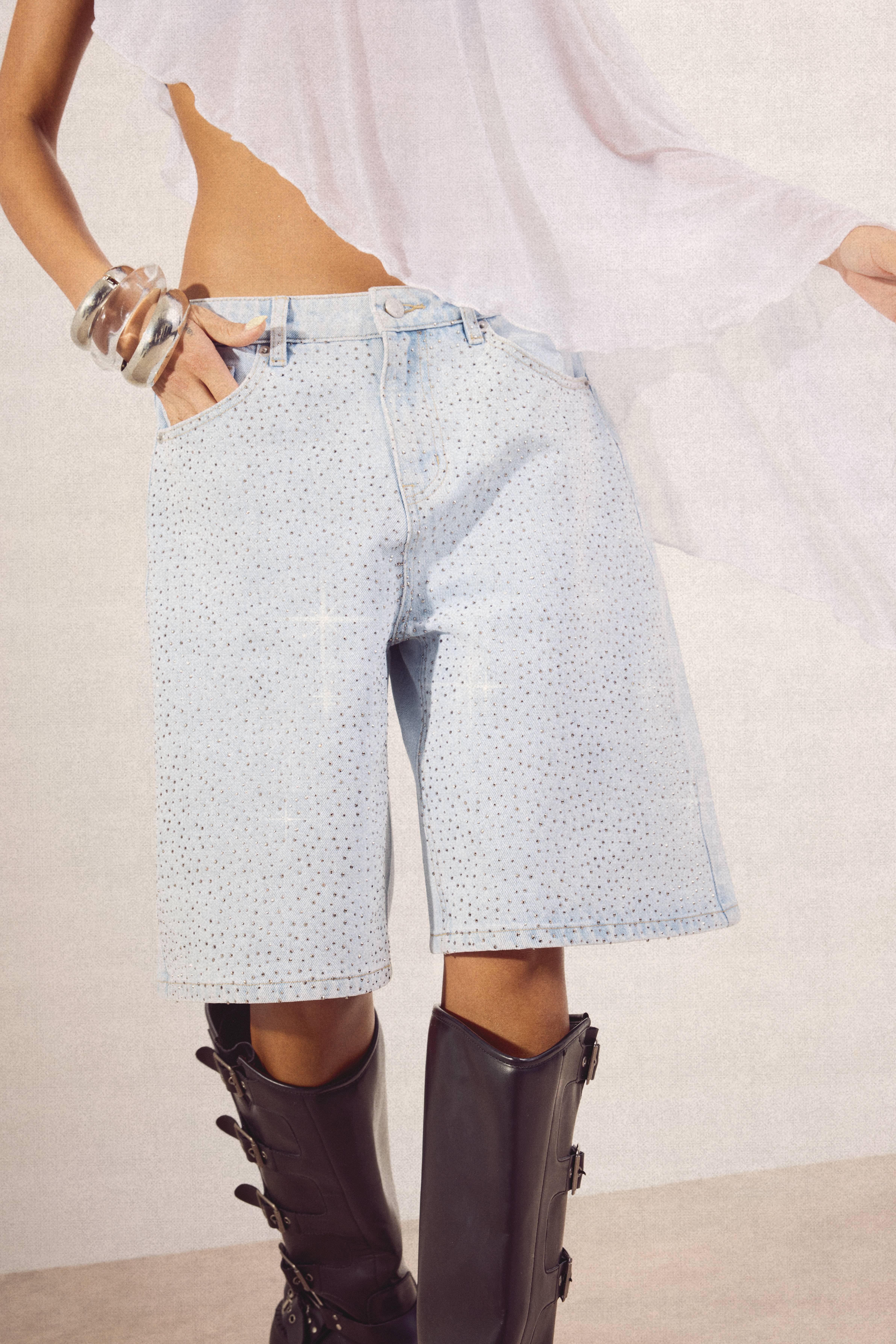 boohoo Short En Jean Orné