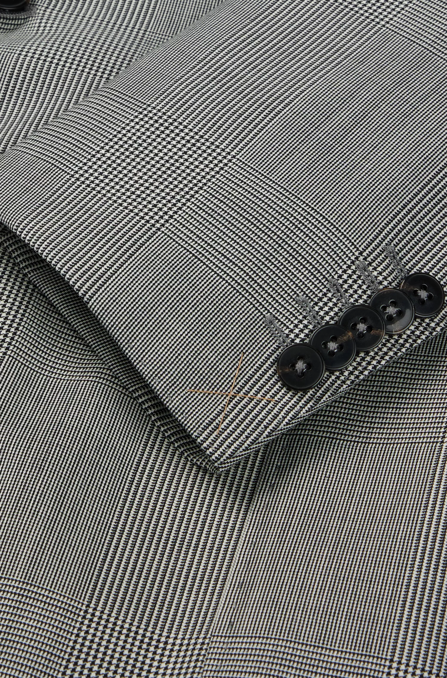 Terno BOSS Camel Slim-fit em lã virgem xadrez