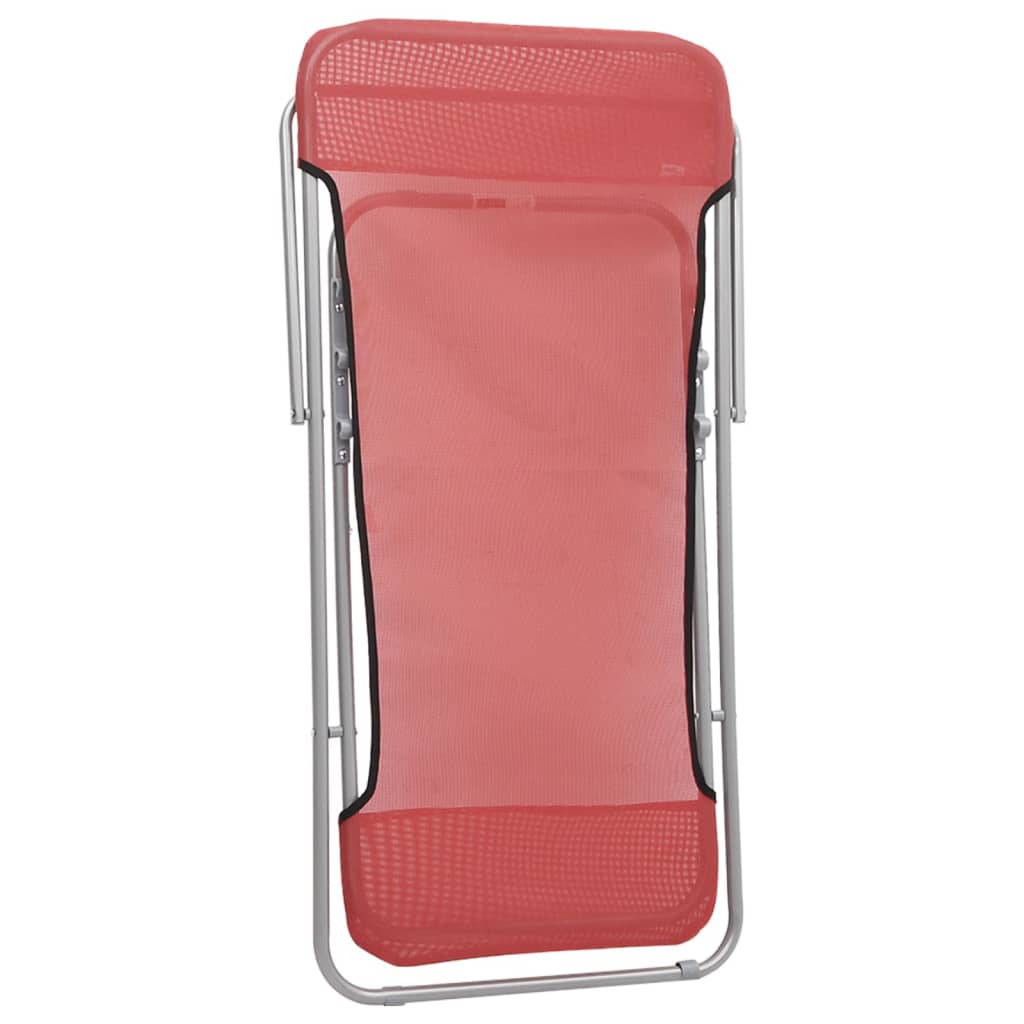 Chaises de plage pliantes 2pcs textilène acier enduit de poudre