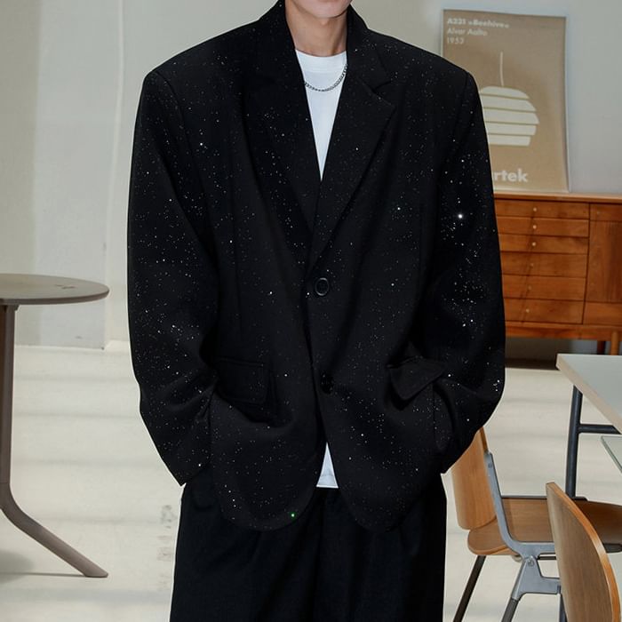 Orungeetun - Blazer met reverskraag en glitter, enkelrijs