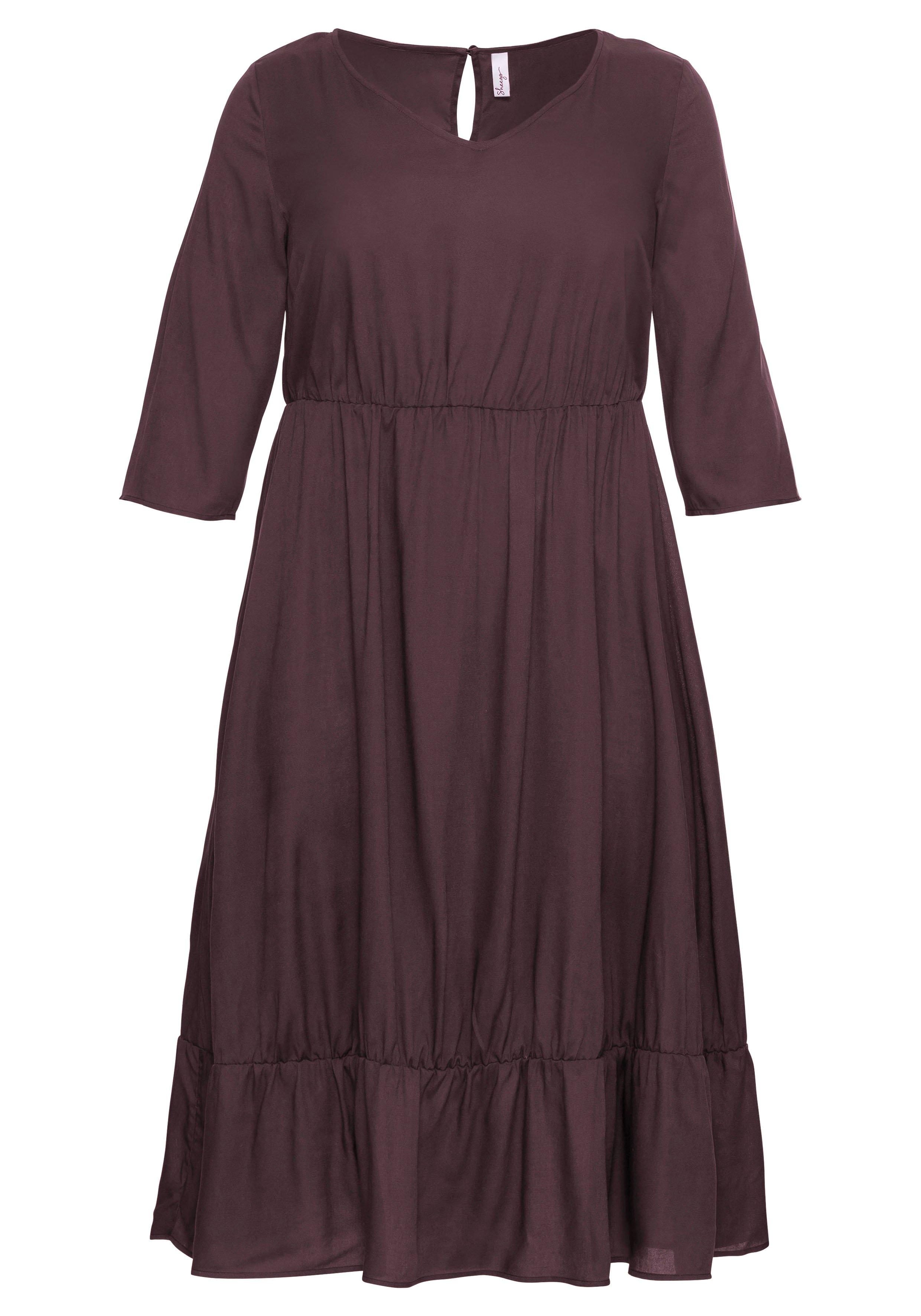 Kleid mit 3/4-Ärmel und Volant am Saum