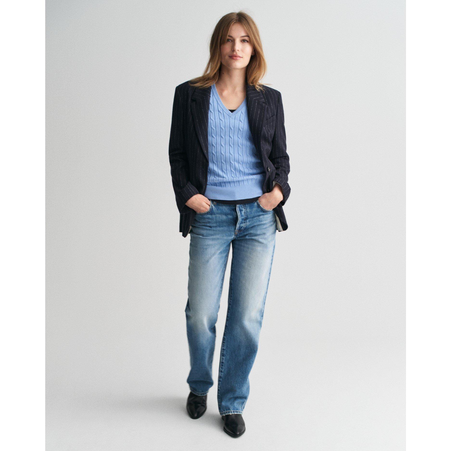 Gant STRETCH COTTON CABLE V-NECK CLEAR S