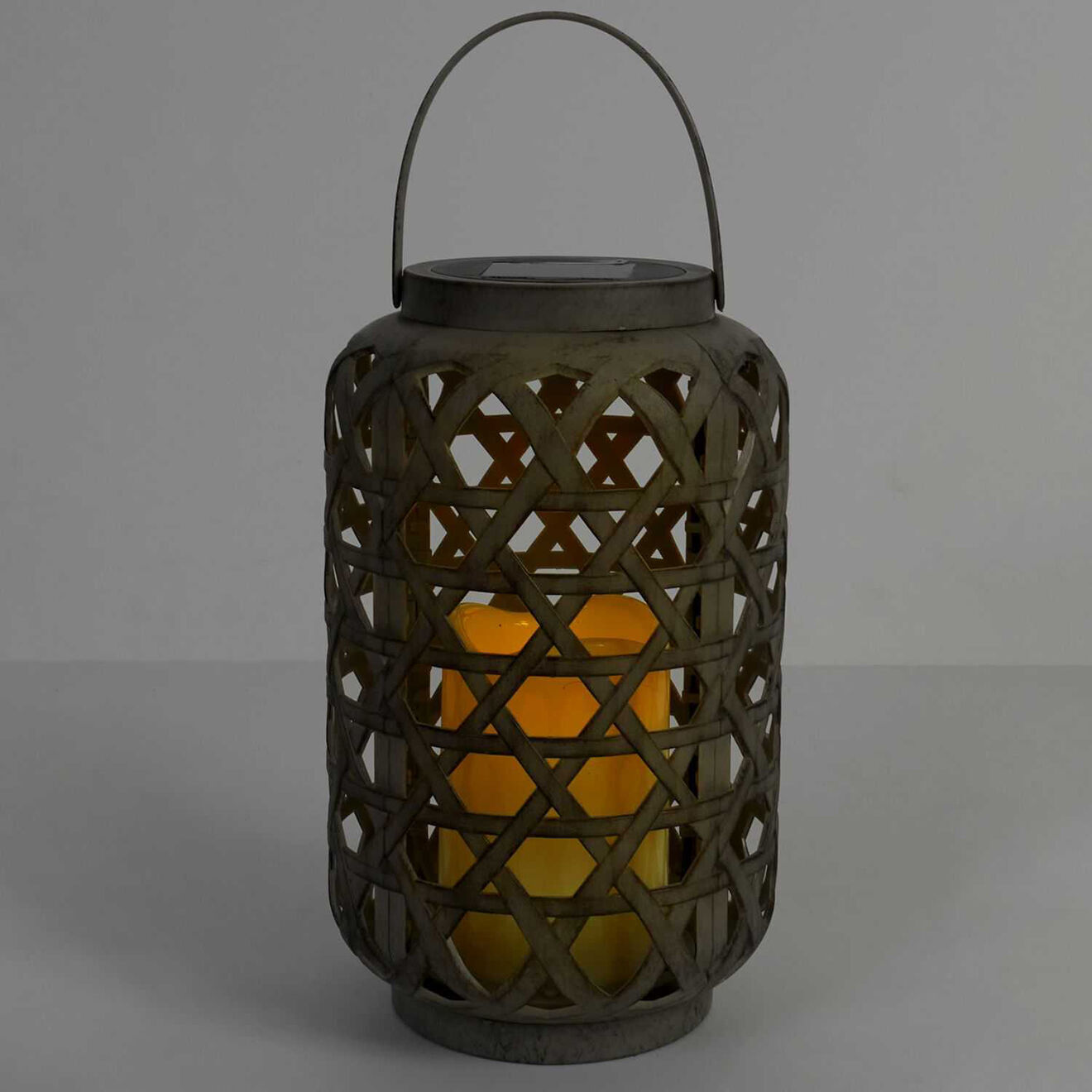 Home Deco Factory Lampe déco solaire effet bougie marron - 14x24x14 cm