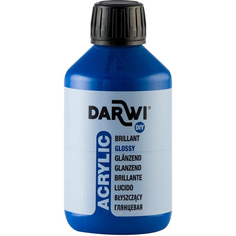 Darwi Flacon de 250 ml de Peinture Acrylique Universelle Brillante - Bleu outremer