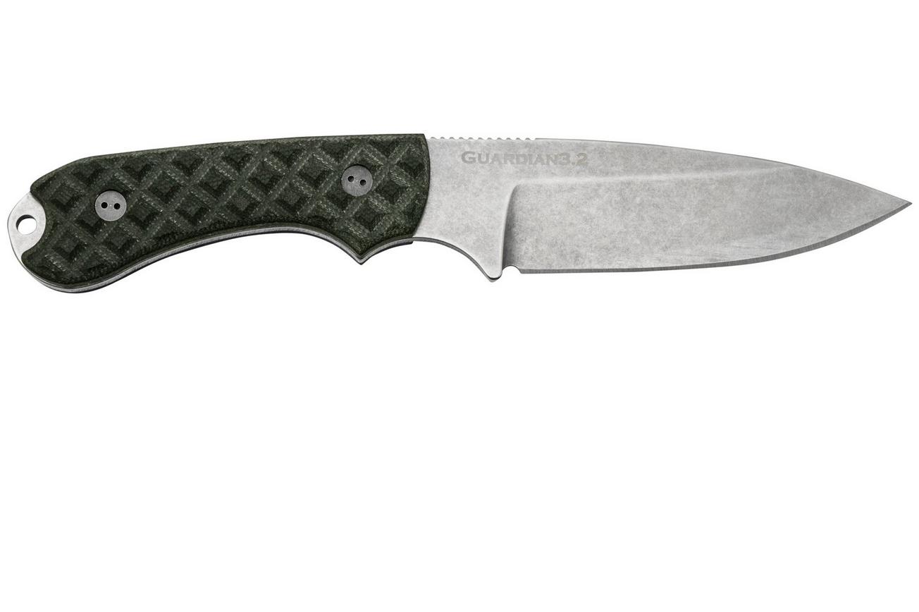 Bradford Knives Guardian 3, 32S-001-MC MagnaCut Sabre Stonewashed, Textured Black G10, vaststaand mes