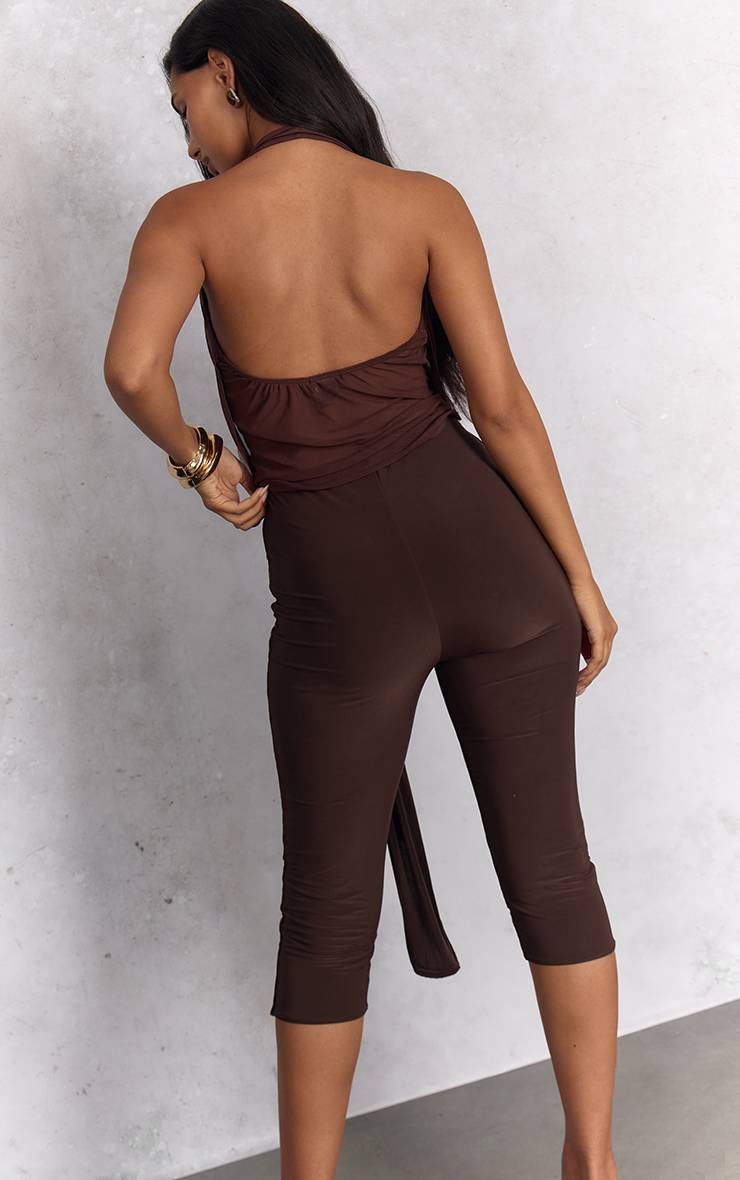 Chocolat Pantacourt Capri Enveloppant En Jersey Slinky Double Épaisseur