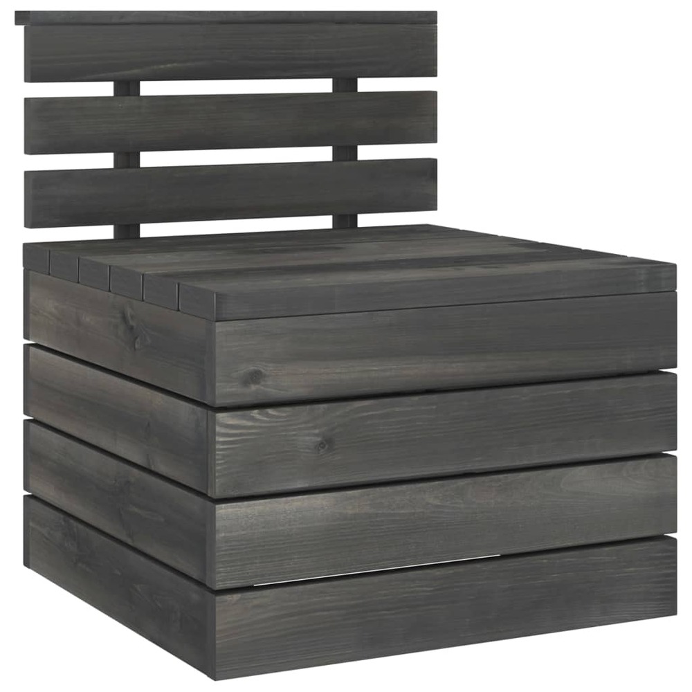 Salon de jardin palette meuble d'extérieur ensemble de mobilier 8 pièces bois de pin massif gris foncé