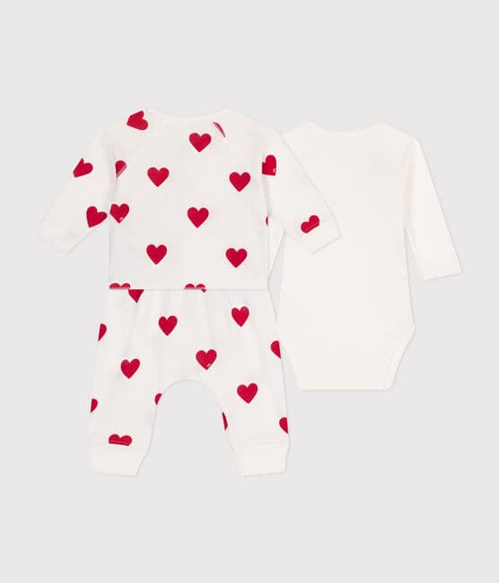 Ensemble 3 pièces imprimé coeur en coton bébé
