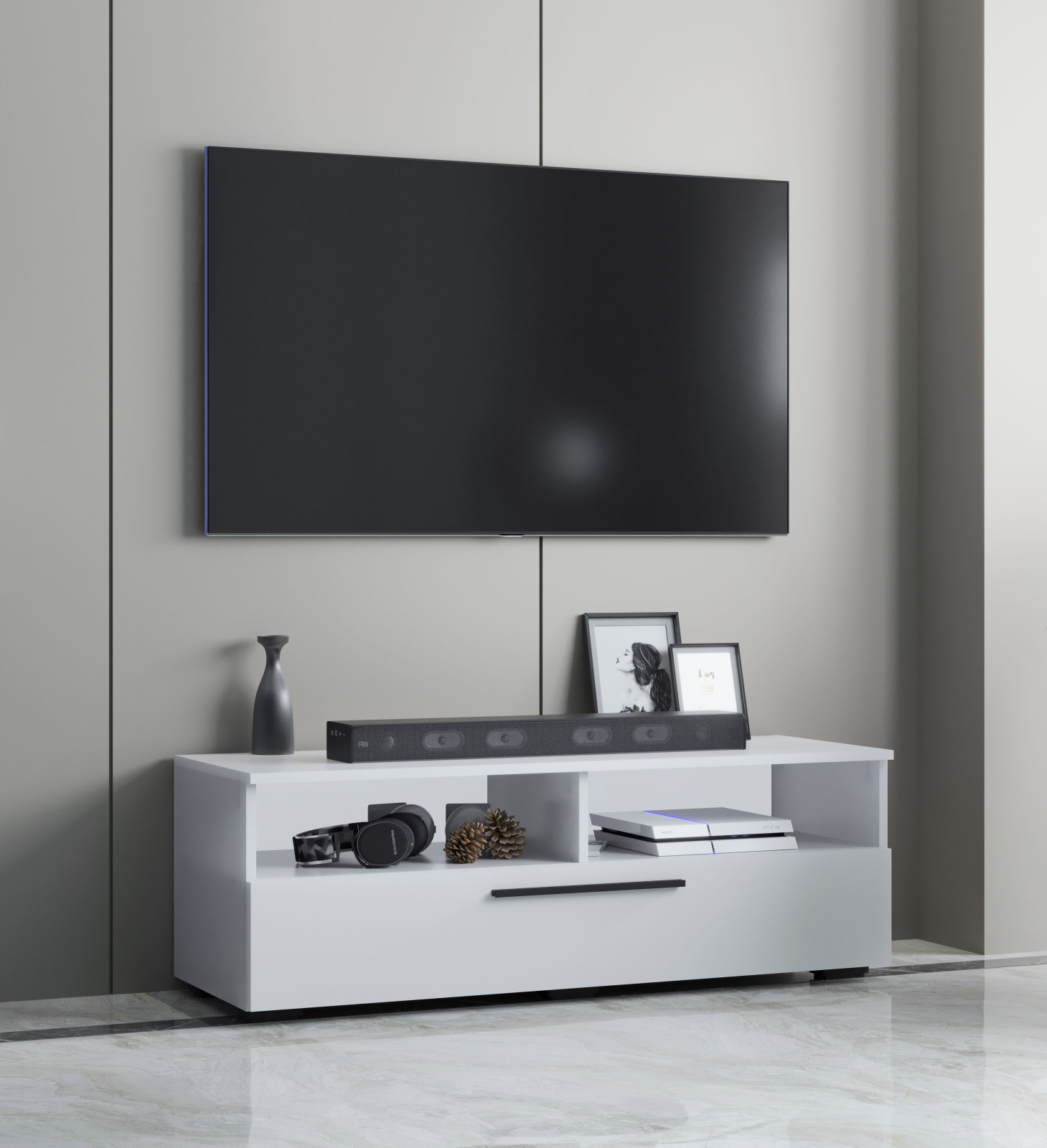 TV-Lowboard ARILA XL - weiß - 115 cm