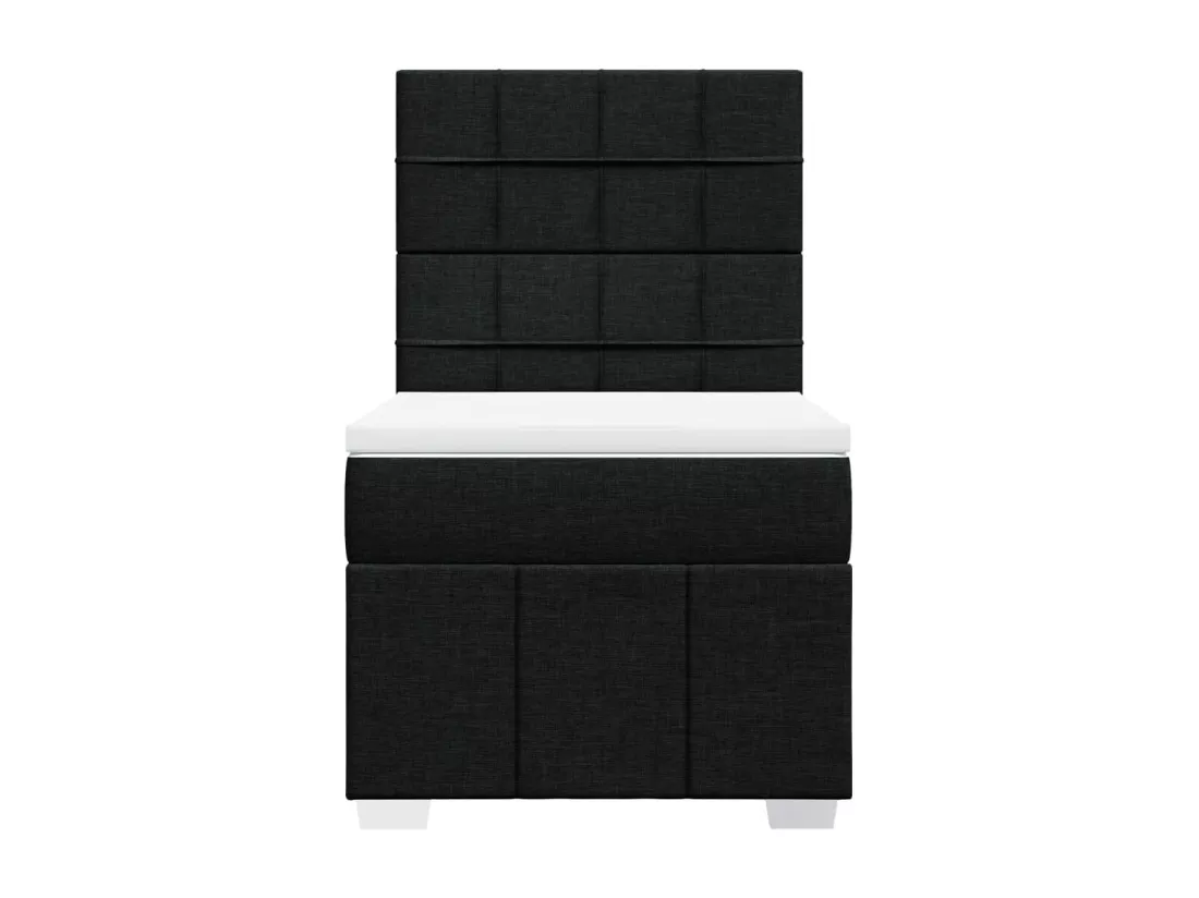 Sommier à lattes de lit avec matelas Noir 90x190 cm Tissu