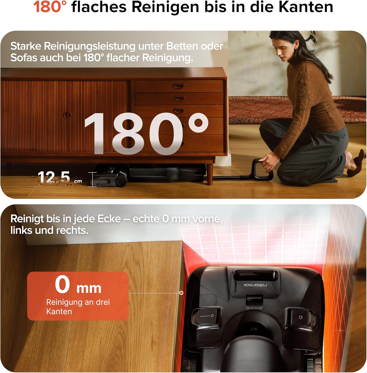 roborock F25 ACE Pro Nass-Trockensauger, 25000Pa, JetFoaming gegen Flecken, Anti-Haar-Verwicklung, 180° Flach-Design, Heißwasser-Selbstreinigung & Heißlufttrocknung
