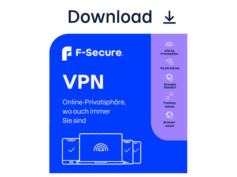 F-Secure Secure VPN ESD, Vollversion, 5 Geräte, 1 Jahr Online-Privatsphäre, wo auch immer Sie sind