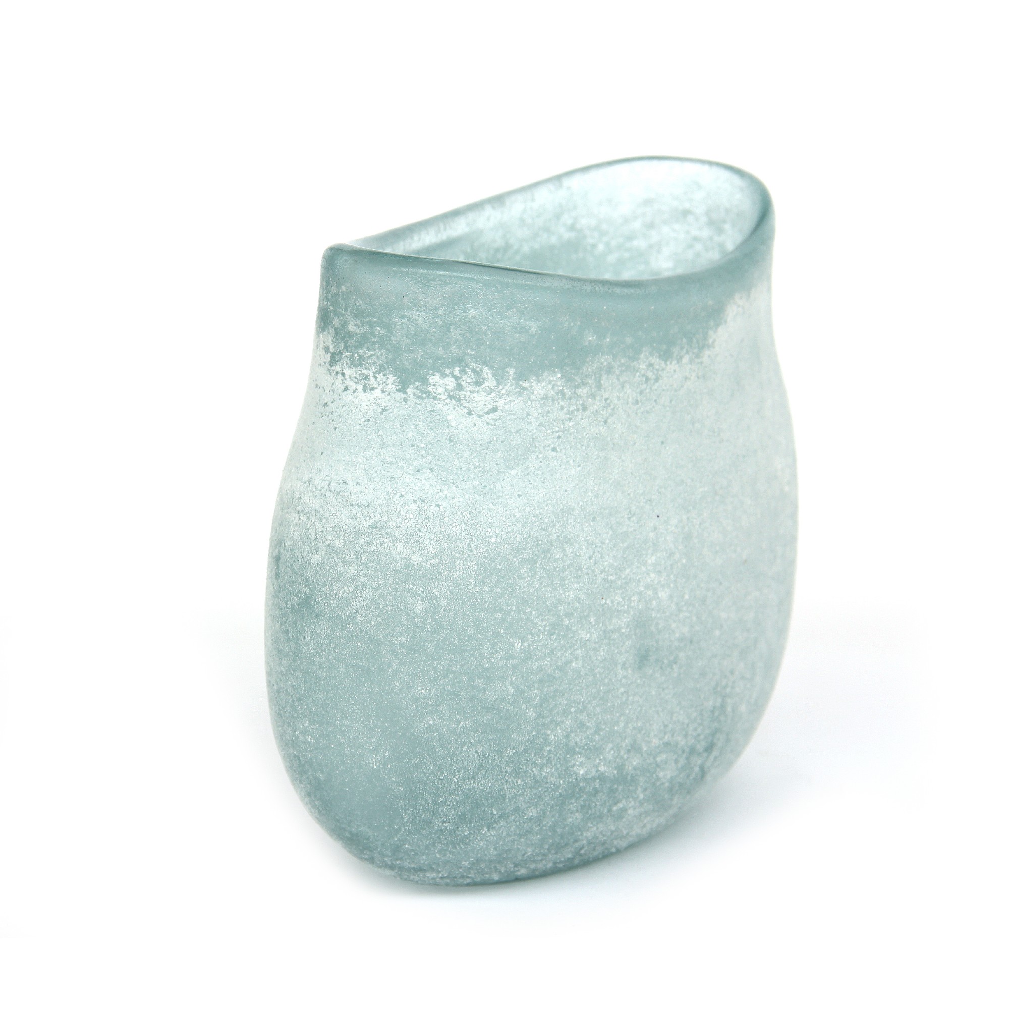 Glasvase 'Glacial', hellblau, T 12 cm, B 23 cm, H 19 cm von fischer's lagerhaus