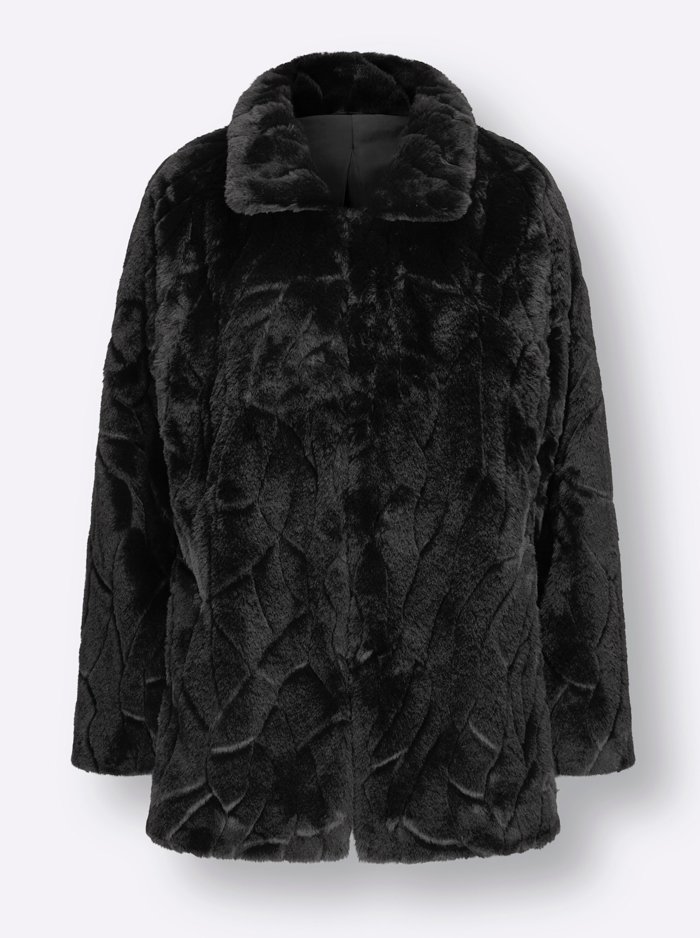 Pelzimitat-Jacke in schwarz