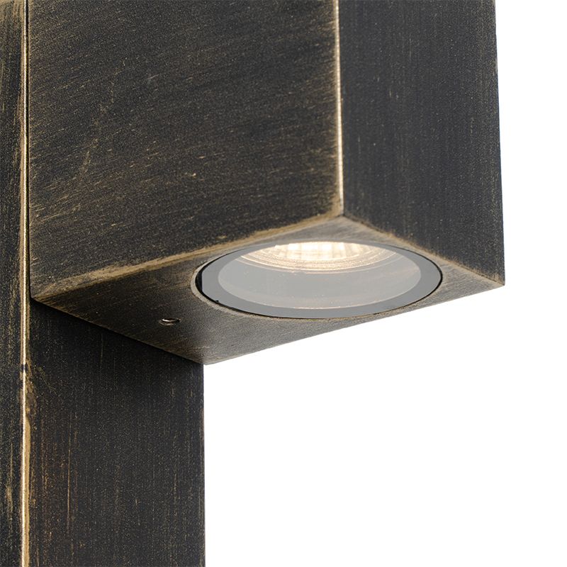 Buitenlamp antiek goud met grondpin en kabelmof 35cm IP44 - Baleno