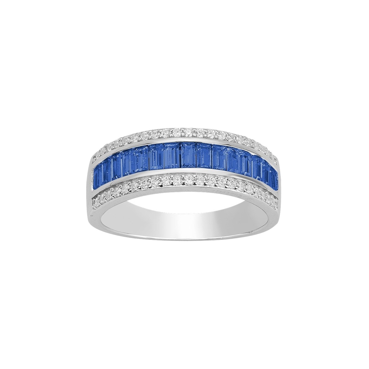 Alliance en Argent avec spinelle bleu saphir