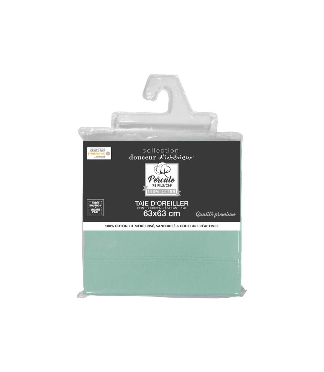 Taie d'Oreiller Percaline 63x63cm Sauge
