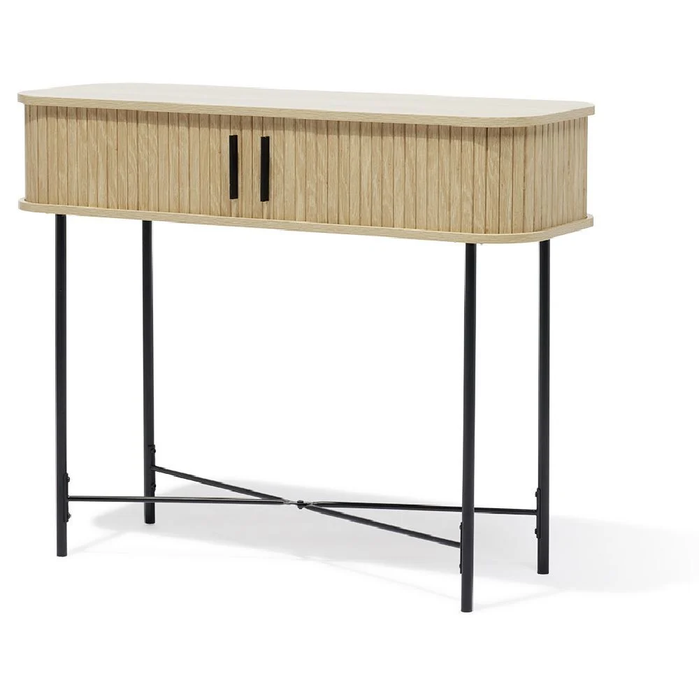 Console Grège bois naturel et noir - L100xP35xH80 cm