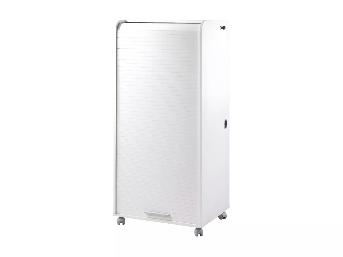 Armoire Informatique Blanche à Roulettes 2 Tiroirs L 65.2 H 139.9 P 53.1 cm - Coloris: Blanc