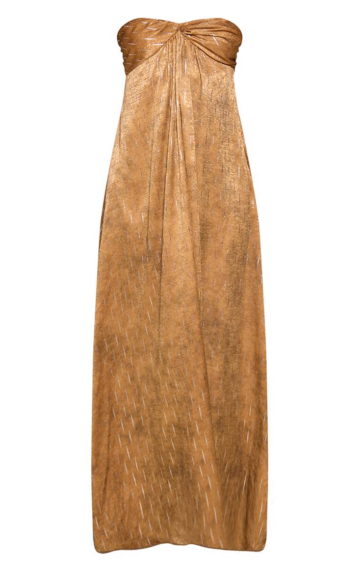 Golden Olive Robe Maxi Bandeau En Tissage Texturé