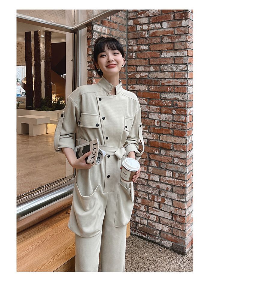 Ango - Jumpsuit met lange mouwen, kraag en knopen