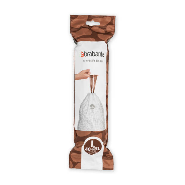 Brabantia PerfectFit afvalzak met trekbandsluiting code L, 40-45 liter, 10 stuks/rol - White