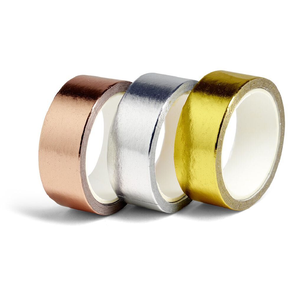 Adhésif washi tape doré argenté rose gold 5m x3
