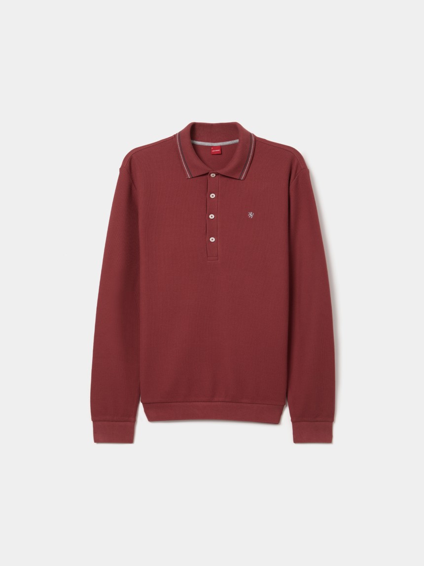 Polo manga comprida em pique regular fit