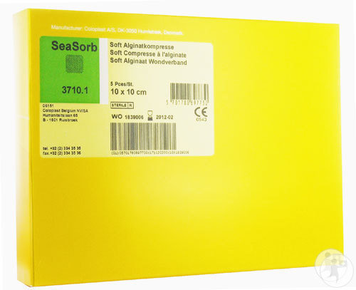 Coloplast Biatain Alginate SeaSorb Soft Pansement 10x10cm Pièces 5 (3710/1)