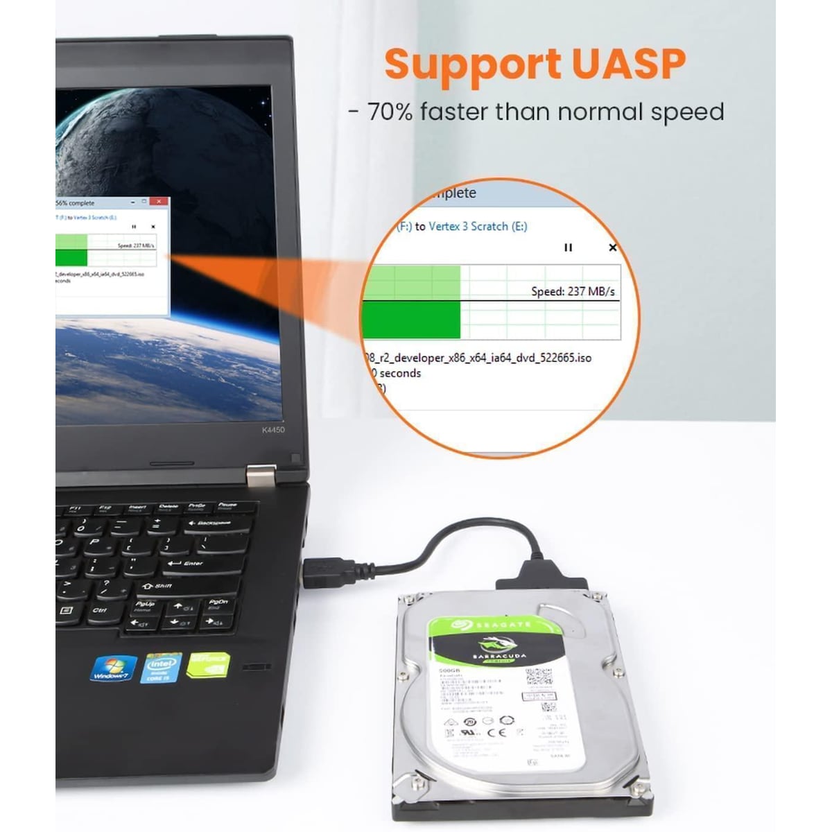 NÖRDIC USB-A til SATA-adapter 2,5 SATA III HDD 5 Gbps