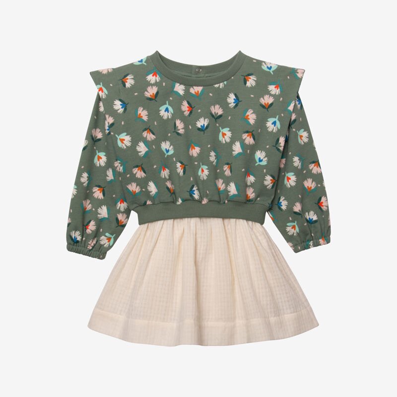 Robe bébé fille trompe-l'oeil herbier verte Catimini Vert