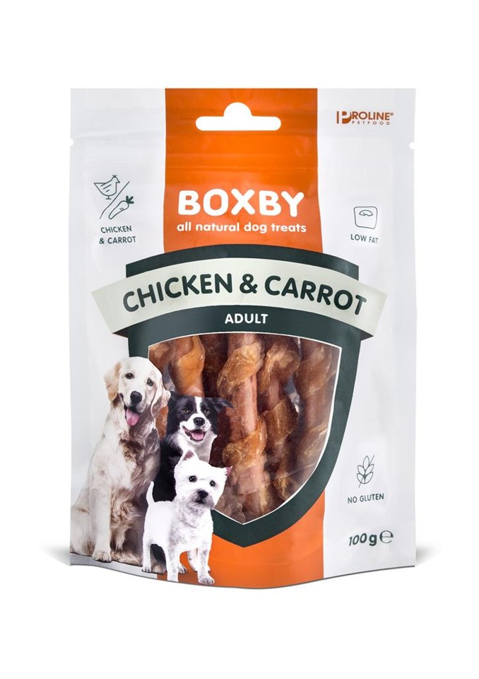 Boxby -BLAND 4 FOR 119 - Kylling & Gulerod 100g.