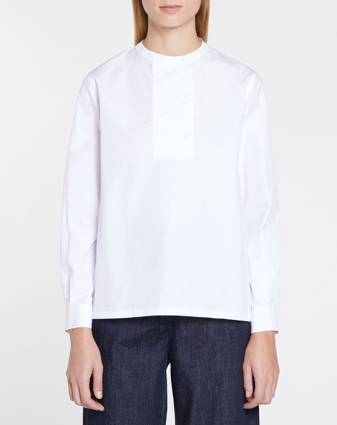 Galeries Lafayette Blouse en Coton Genoise droite blanche