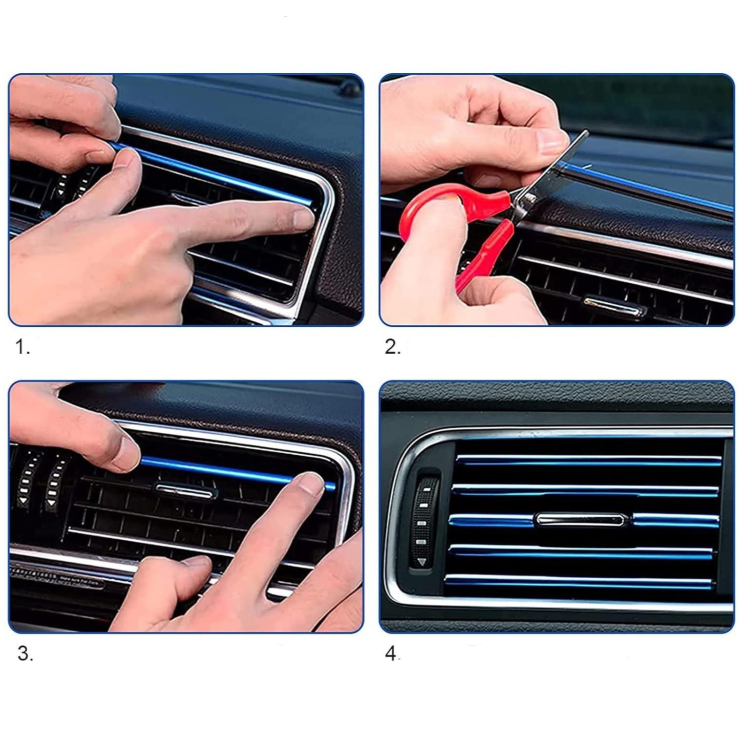 (10er Set) 20cm Auto Lüftungsgitter Dekoration KFZ Innenraum Accessoire - Blau