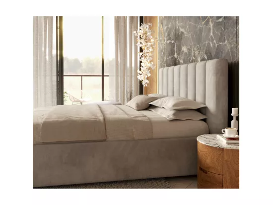 Lit Coffre Anton 160 x 200 cm avec sommier à lattes relevable Gris clair