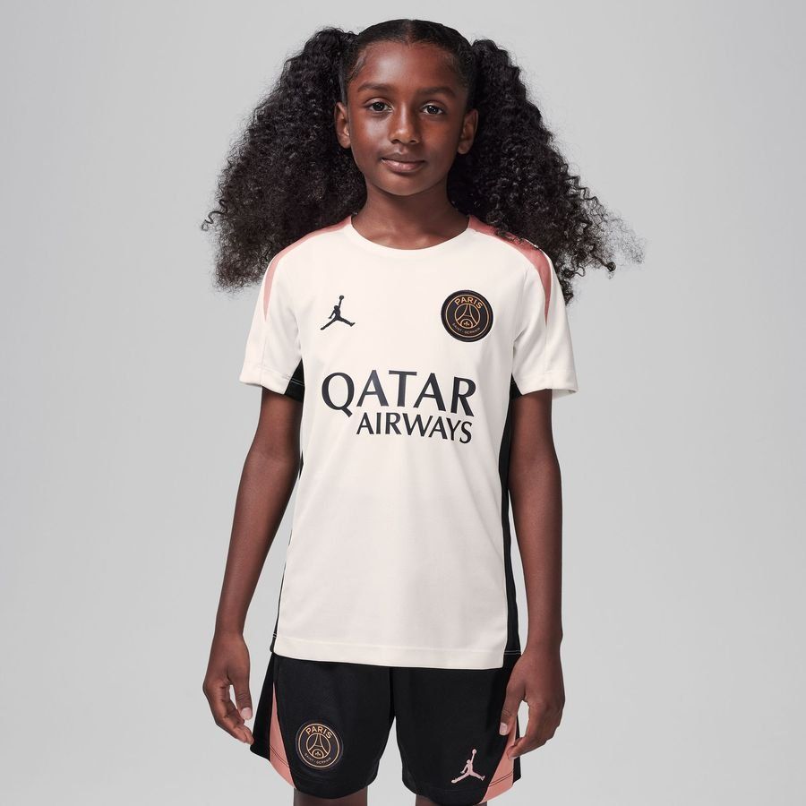 Paris Saint-Germain T-shirt d'Entraînement Dri-FIT Strike 3ème - Blanc/Noir/Rose Enfant